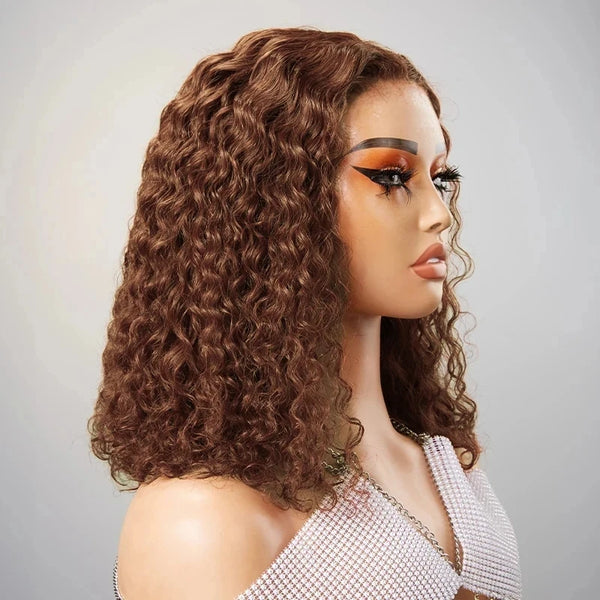 Deep Curly Chocolate Brown Lace Front Human Hair Wigs