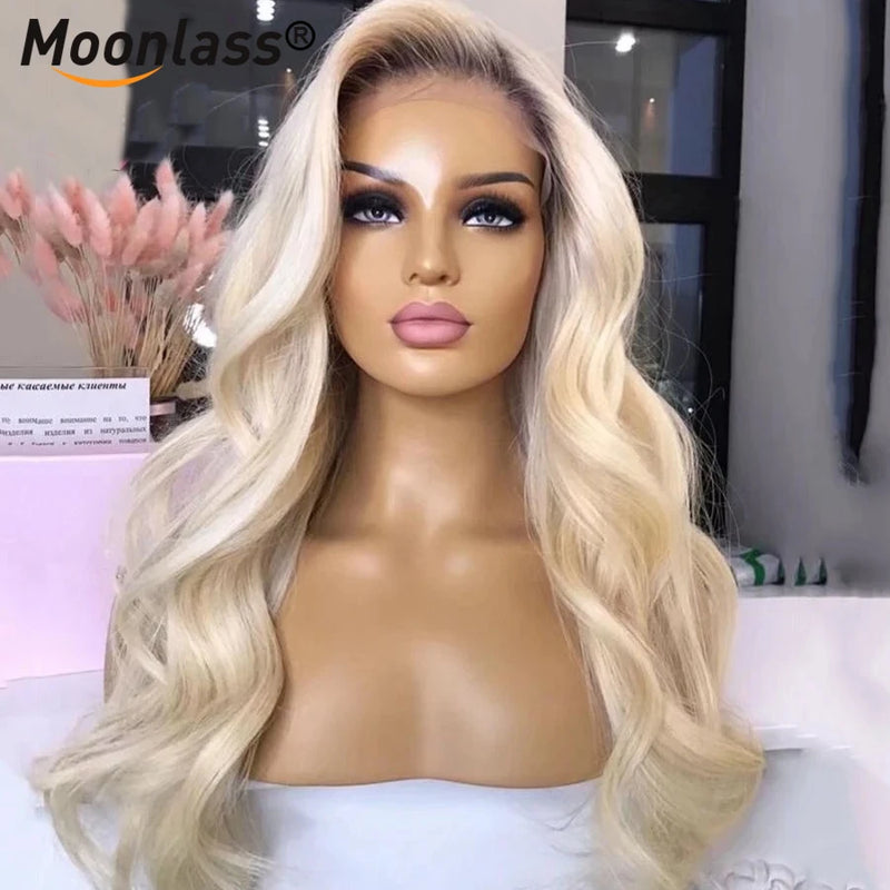 Blonde Body Wave Human Hair Wigs Virgin 180 Density