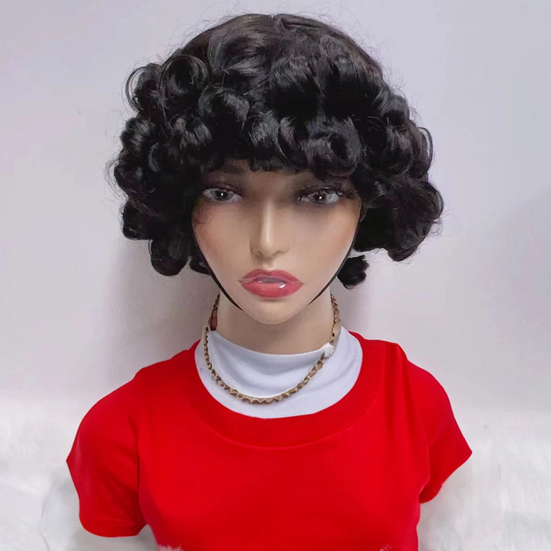 Highlight Blonde Funmi Curly Short Bob Human Hair Wig