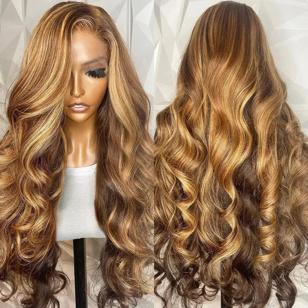 Blond Body Wave Human Hair Wigs Pre Plucked Brazilian Glueless 360 Lace Frontal for Women Keep Short Eye Catching