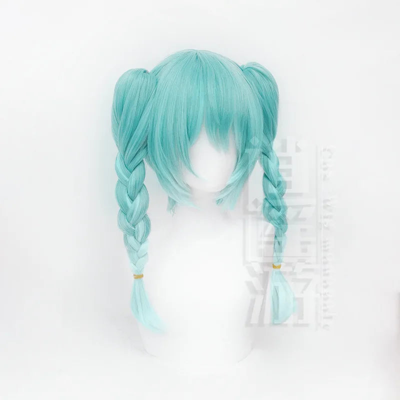 Anime Miku Cos Wig 45+50CM Double Horse Tail Green