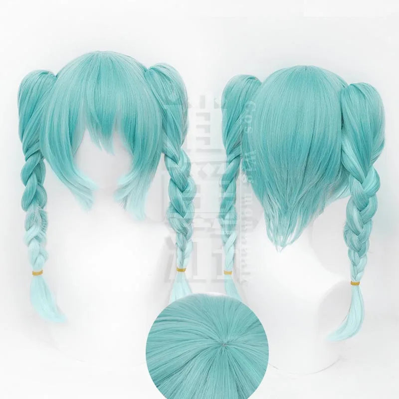 Anime Miku Cos Wig 45+50CM Double Horse Tail Green