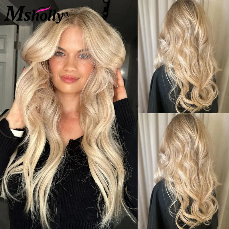 Christmas Ash Blonde Body Wave 100% Human Hair Wig | Lace Front Remy Wigs