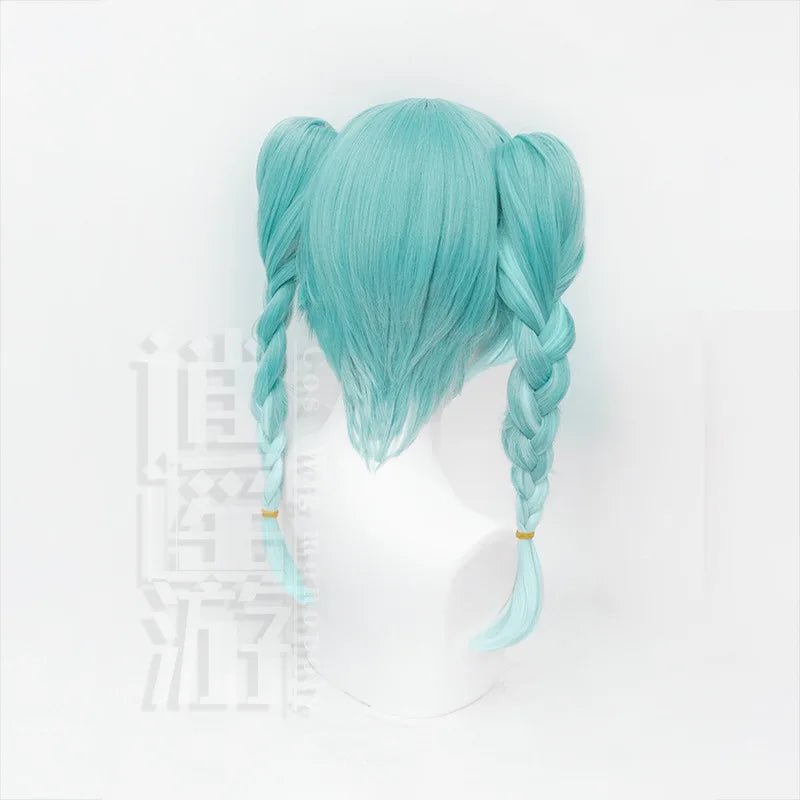 Anime Miku Cos Wig 45+50CM Double Horse Tail Green