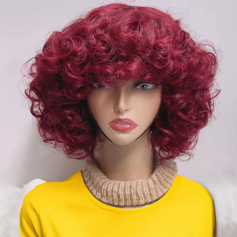 Highlight Blonde Funmi Curly Short Bob Human Hair Wig