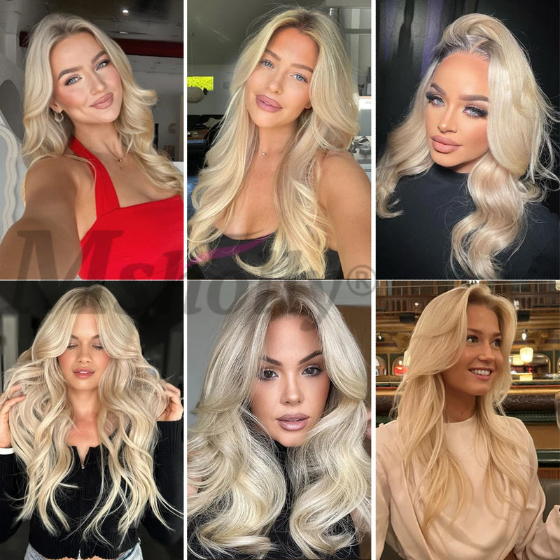 Christmas Ash Blonde Body Wave 100% Human Hair Wig | Lace Front Remy Wigs