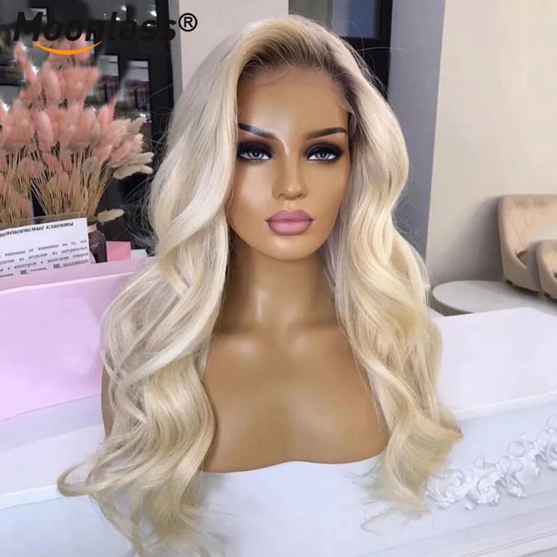 Blonde Body Wave Human Hair Wigs Virgin 180 Density