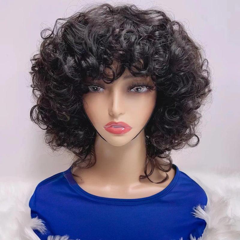 Highlight Blonde Funmi Curly Short Bob Human Hair Wig