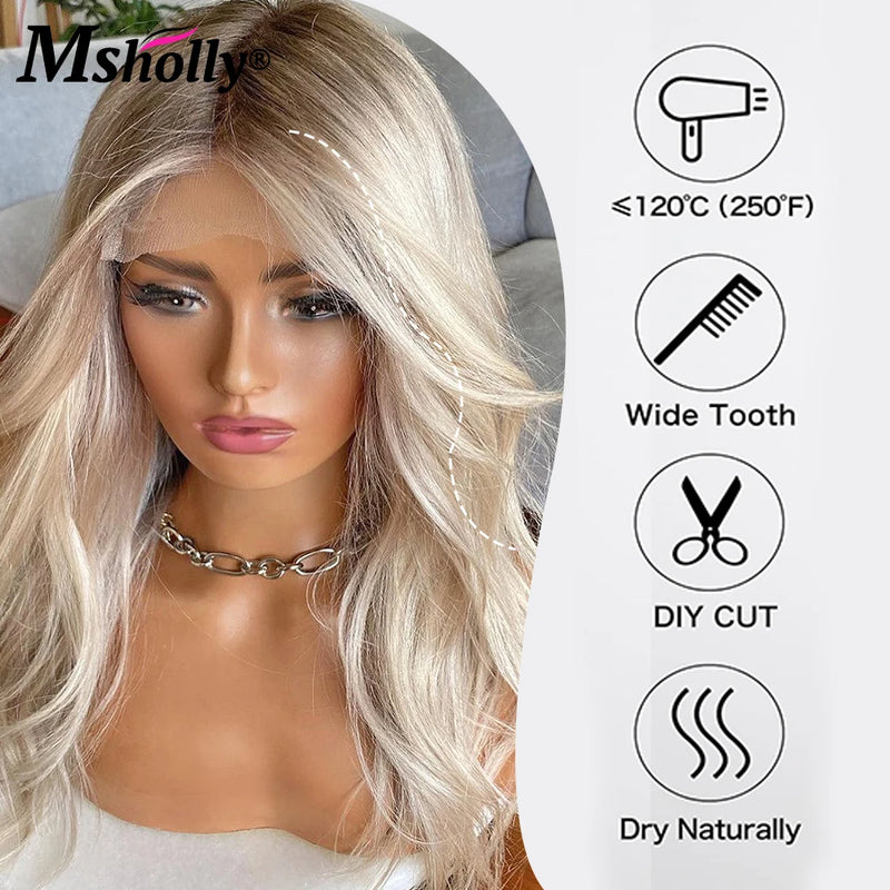 Christmas Ash Blonde Body Wave 100% Human Hair Wig | Lace Front Remy Wigs